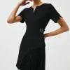 Tailored Military Pleat Short Sleeve Mini Dress