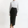 Tailored Pleat Thigh High Split Midaxi Skirt
