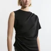 Tailored Ponte Asymmetric Drape Top