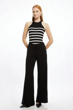 Tailored Ponte Slim Flare Leg Pants