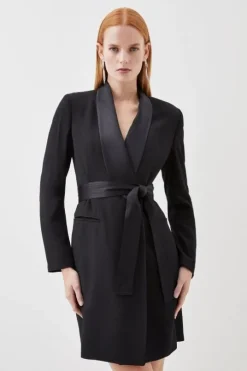 Tailored Tuxedo Wrap Mini Dress
