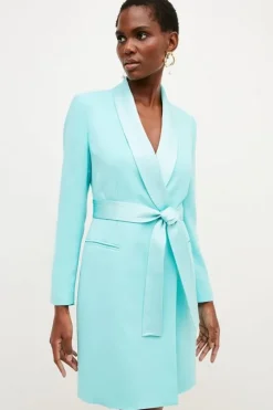 Tailored Tuxedo Wrap Mini Dress