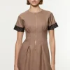 Tailored Twill Lace Mix Zip Front Mini Dress
