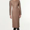 Tailored Twill Lace Mix Zip Front Midi Dress