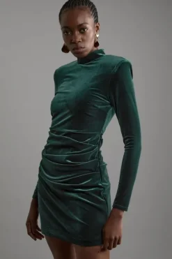 Tailored Velvet High Neck Mini Dress
