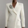 Tailored Viscose Crystal Embellished Blazer Mini Dress