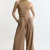Tailored Wide Leg Darted Pants