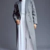 Tailored Wool Blend Embellished Maxi Coat