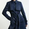 Tailored Wrap Storm Flap Belted Longline Trench Coat