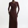 Tall Alpaca Wool Ballet Wrap Midi Knit Dress
