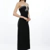 Tall Bandage Figure Form Embellished Corset Midi Dress