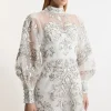 Tall Baroque Organdie Applique Buttoned Woven Mini Dress