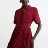 Tall Belted Georgette Pleat Woven Mini Dress
