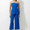Tall Clean Tailored Bandeau Button Bodice Wide Leg Jumpsuit