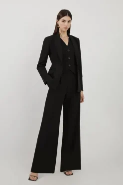 Tall Clean Tailored Grosgrain Tipped Wide Leg Pants