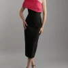 Tall Clean Tailored Taffeta One Shoulder Panel Midi Dress