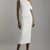 Tall Compact Stretch Viscose Asymmetric Tailored Pencil Midi Dress