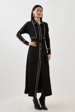 Tall Contrast Twill Woven Midaxi Dress
