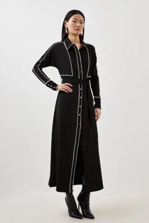 Tall Contrast Twill Woven Midaxi Dress