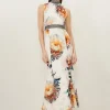 Tall Diamante Trim Rose Floral Woven Sleeveless Maxi Dress