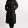 Tall Faux Down Padded Belted Hooded Puffer Coat