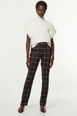 Tall Flannel Straight Leg Split Front Dress Pants