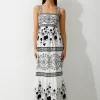 Tall Floral & Geo Embroidered Woven Midaxi