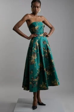 Tall Floral Print Woven Midi Skirt