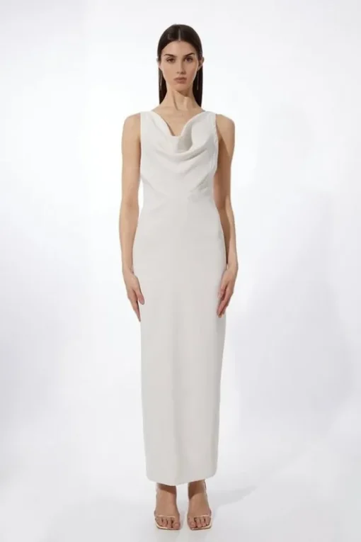 Tall Fluid Tailored Cowl Neck Backless Maxi Dress