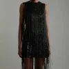 Tall Fringe Woven Sleeveless Midi Dress