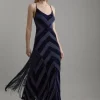 Tall Fringed Velvet Devore Woven Maxi Dress