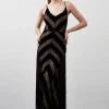Tall Fringed Velvet Devore Woven Maxi Dress