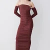 Tall Gathered Slinky Off The Shoulder Maxi Dress