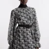 Tall Georgette Tie Neck Woven Mini Dress