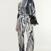Tall Graduated Stripe Viscose Satin High Waist Pants