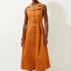 Tall Halter Neck Belted Full Skirted Shirt Dress