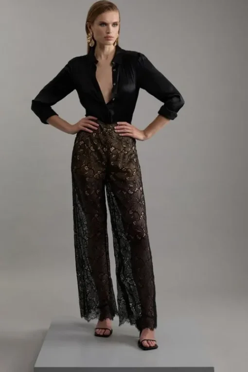 Tall Lace Woven Wide Leg Pants