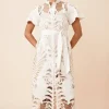 Tall Linen Cutwork Embroidery Woven Midi Dress