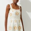 Tall Linen Embroidered Strappy Woven Mini Dress