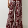 Tall Mixed Print Viscose Crepe Woven High Waisted Pants
