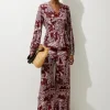Tall Mixed Printed Viscose Crepe Button Front Blouse