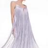 Tall Ooto Heavy Satin Fringed Woven Strappy Maxi Dress