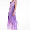 Tall Ooto Heavy Satin Fringed Woven Sleeveless Mini Dress