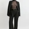 Tall Pinstripe Tailored Grosgrain Detail Pants