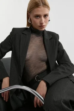 Tall Pinstripe Tailored Single Breasted Jacket