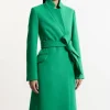 Tall Premium Italian Manteco Wool Investment Notch Neck Tailored Midi Coat