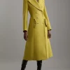 Tall Premium Italian Manteco Wool Military Double Breasted Tailored Midaxi Coat