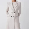 Tall Premium Italian Manteco Wool Fitted Tailored Midi Coat