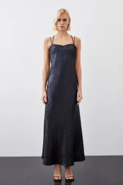 Tall Premium Metallic Diamante Detail Woven Midaxi Dress