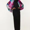 Tall Printed Viscose Cady Cold Shoulder Maxi Dress With Viscose Georgette Cowl Back